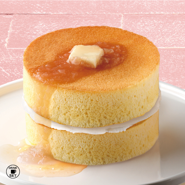 【ダブル】北海道バター ふんわりスフレパンケーキ〈とろける白桃ソース〉
